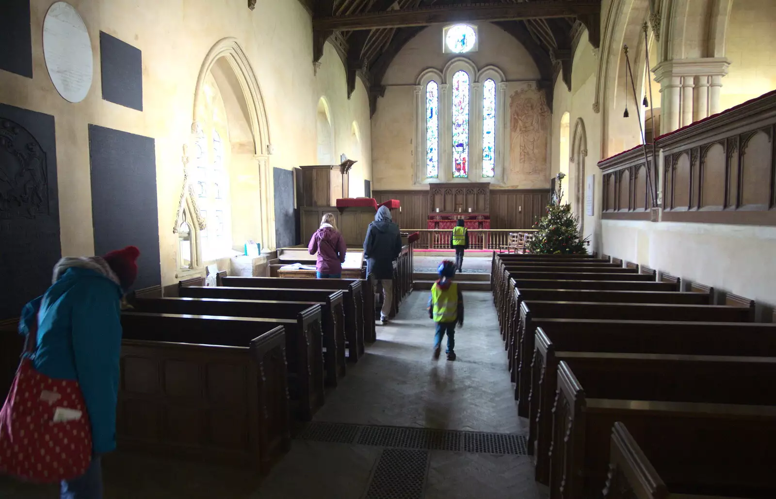 Poking around inside St. Mary's Church, from A Trip to Ickworth House, Horringer, Suffolk - 30th December 2016