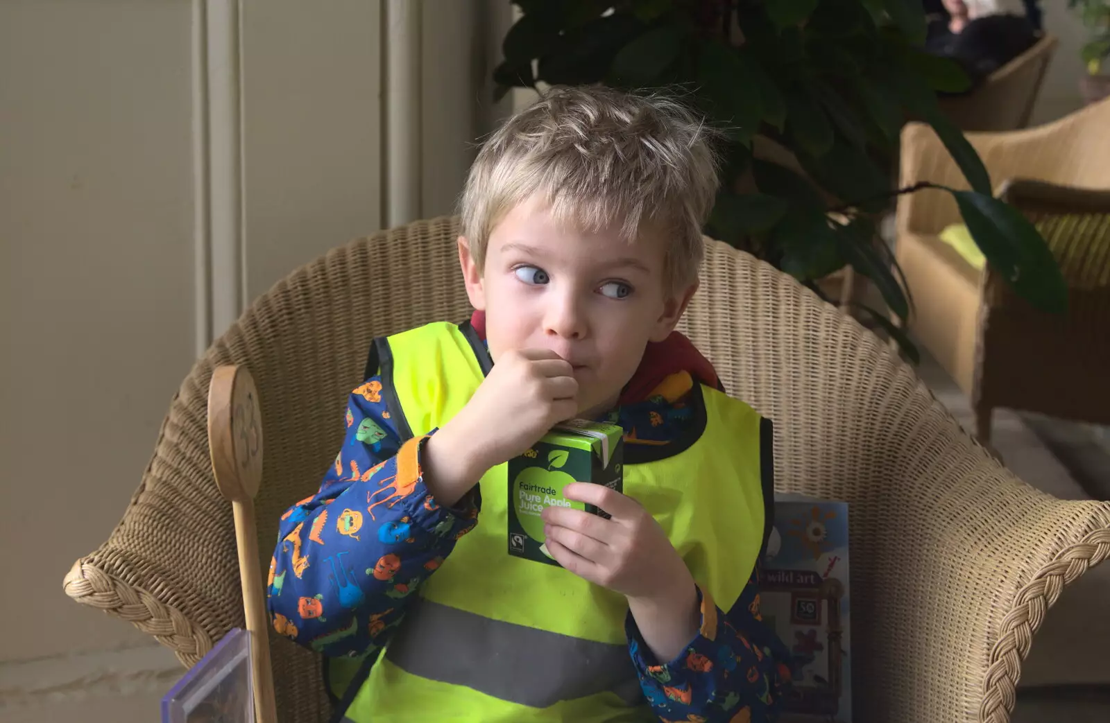 Harry and some apple juice, from A Trip to Ickworth House, Horringer, Suffolk - 30th December 2016