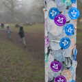 Lots of stickers stuck to a post, A Trip to Ickworth House, Horringer, Suffolk - 30th December 2016