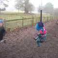 The boys play on a zipwire, A Trip to Ickworth House, Horringer, Suffolk - 30th December 2016