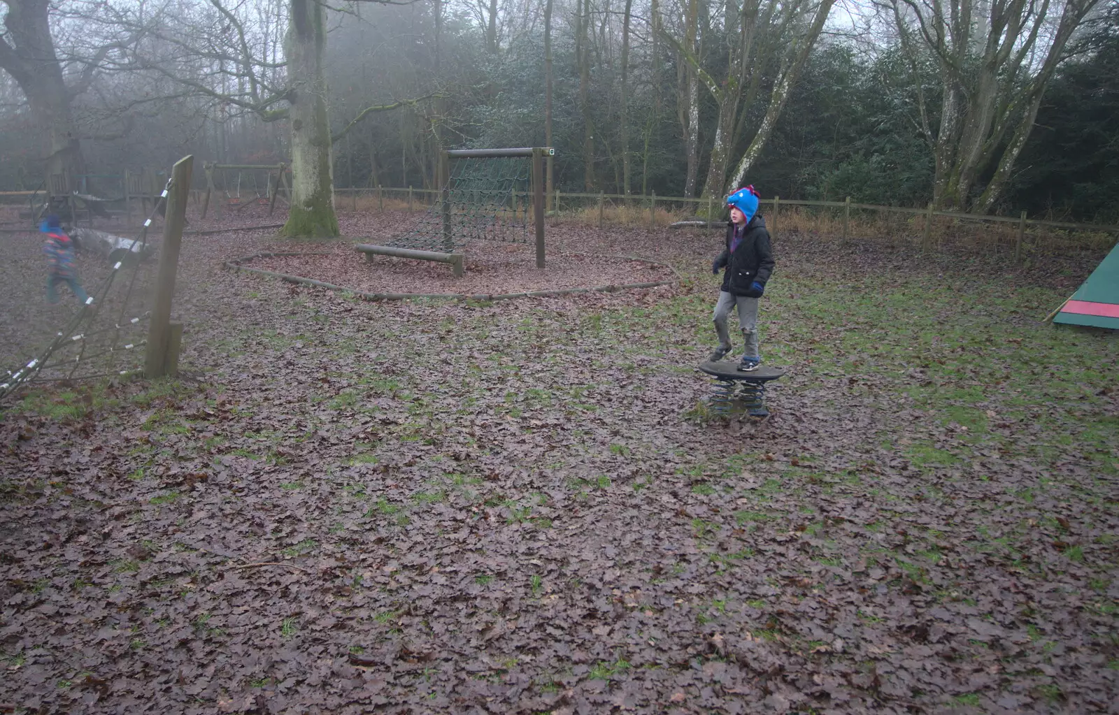 The playground is a bit wet and leafy, from A Trip to Ickworth House, Horringer, Suffolk - 30th December 2016