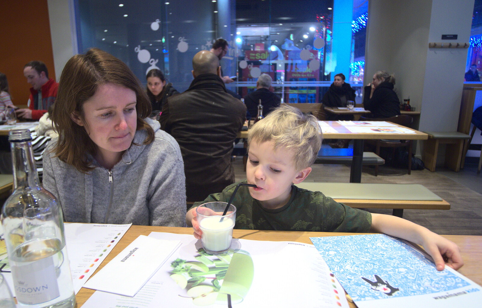 Isobel and Fred in Wagamama, Bury St. Edmunds from A Trip to Ickworth House, Horringer, Suffolk - 30th December 2016
