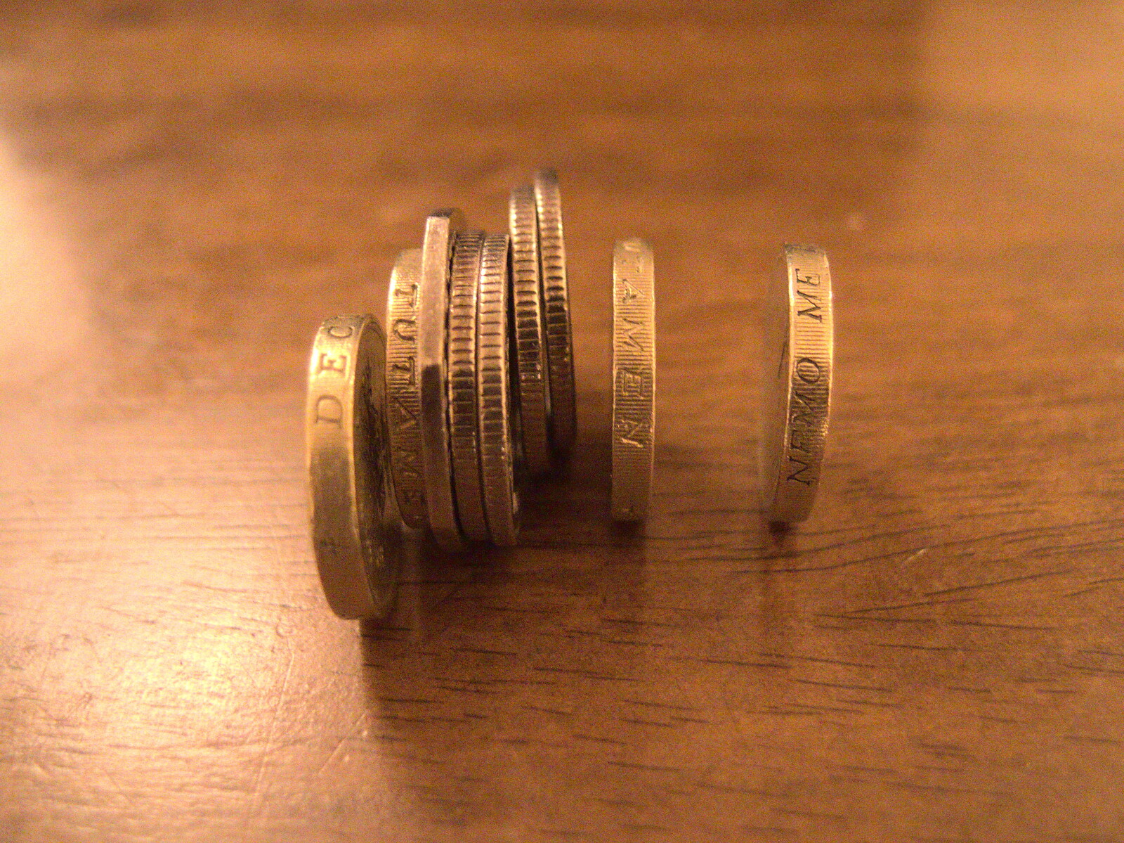 A stack of coins from New Year's Eve, The Oaksmere, Brome, Suffolk - 31st December 2016