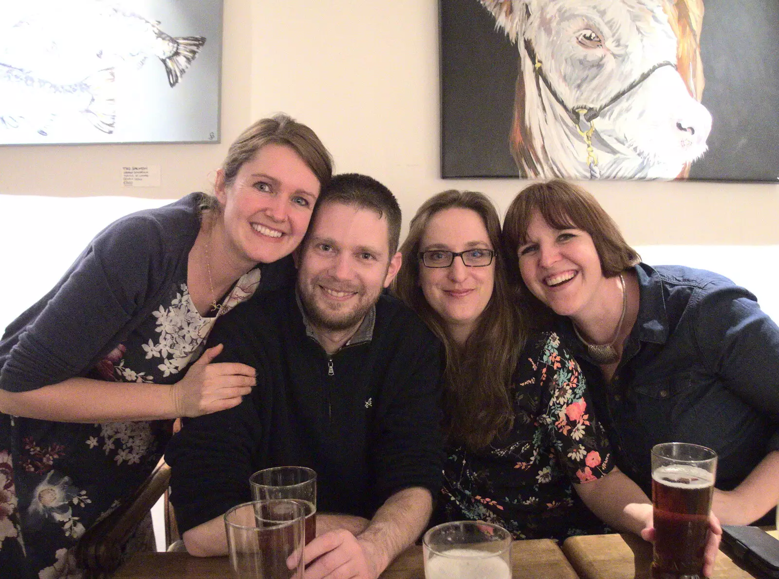 The NYE gang - Isobel, The Boy Phil, Suey and Sarah, from New Year's Eve, The Oaksmere, Brome, Suffolk - 31st December 2016