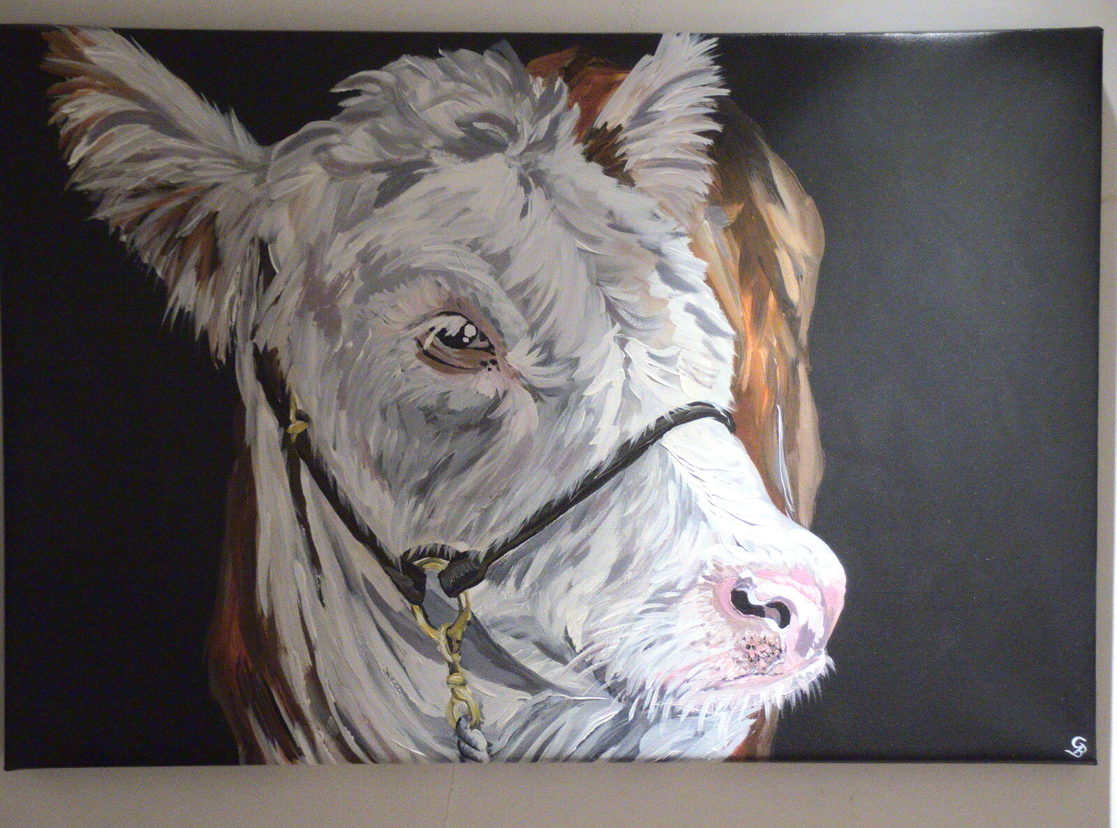 A painting of a cow from New Year's Eve, The Oaksmere, Brome, Suffolk - 31st December 2016