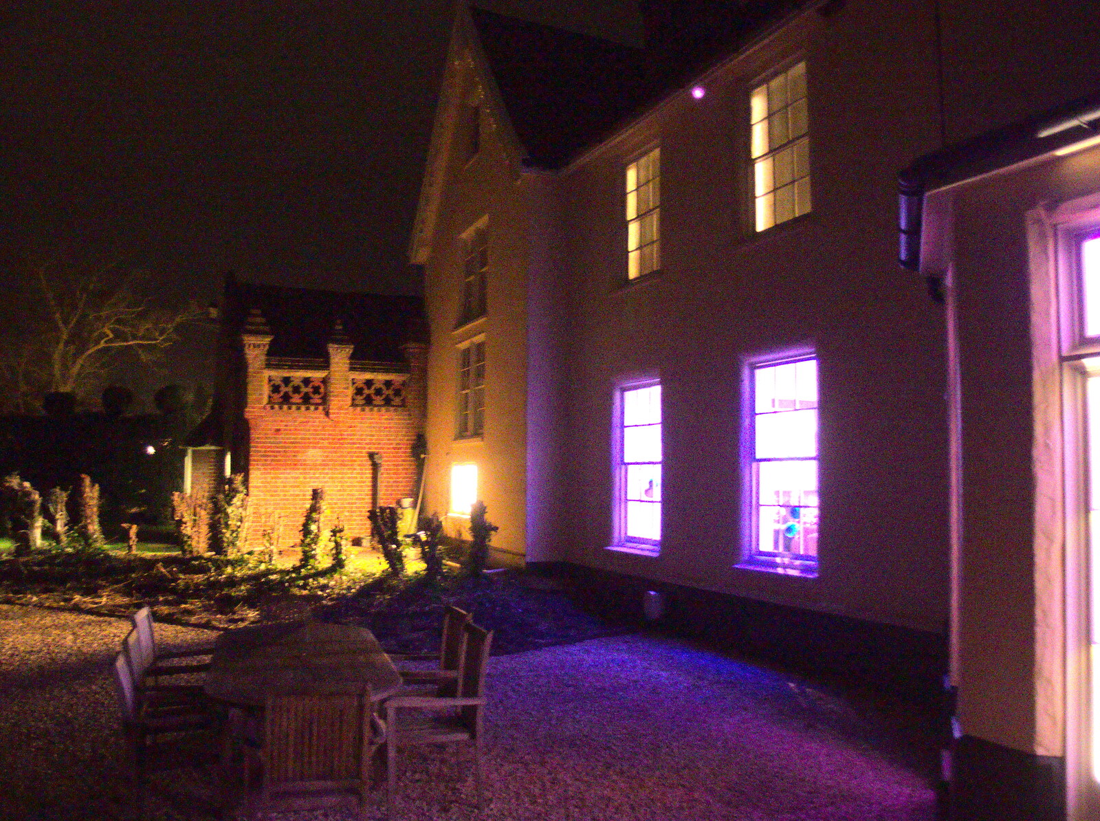 The Oaksmere is lit up with purple from New Year's Eve, The Oaksmere, Brome, Suffolk - 31st December 2016