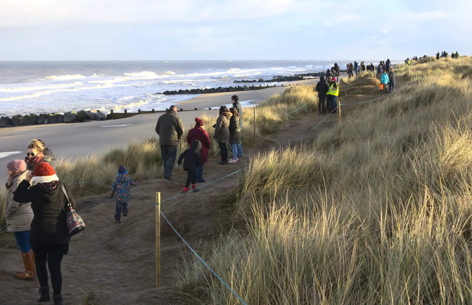 Crowds as far as the eye can see, from Horsey Seals and Sea Palling, Norfolk Coast - 2nd January 2017