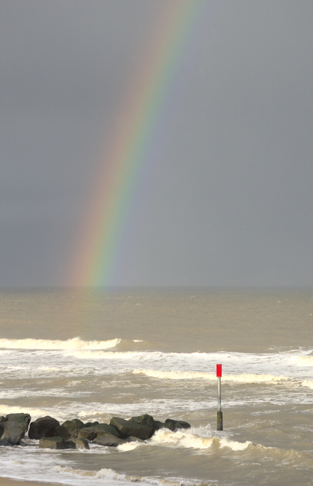 A rainbow over a groyne from Horsey Seals and Sea Palling, Norfolk Coast - 2nd January 2017