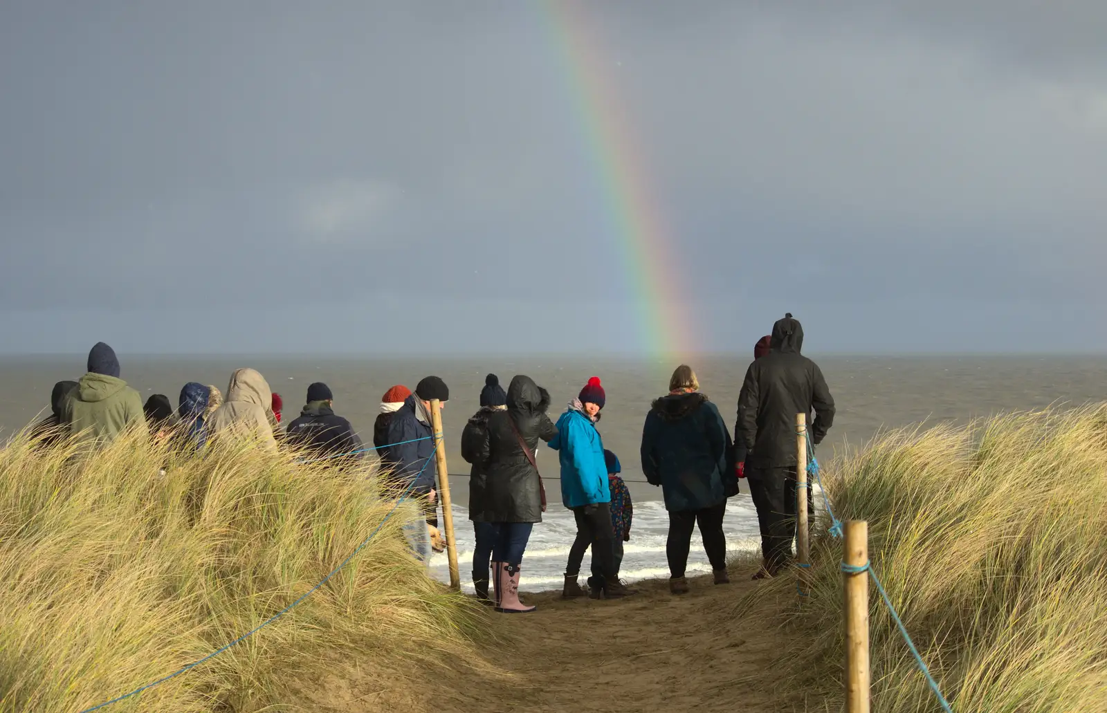 Isobel just misses the end of the rainbow, from Horsey Seals and Sea Palling, Norfolk Coast - 2nd January 2017