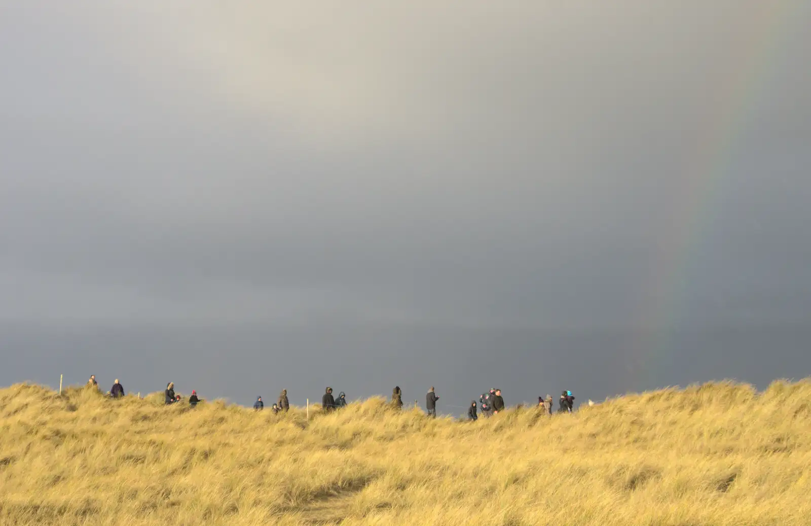 People on the clifftop, from Horsey Seals and Sea Palling, Norfolk Coast - 2nd January 2017