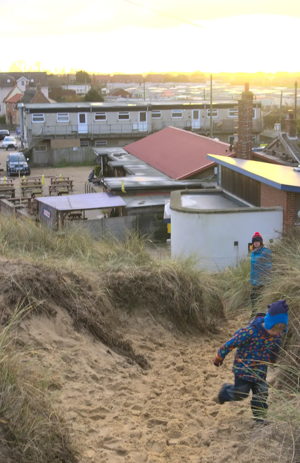 Harry runs up into the dunes, from Horsey Seals and Sea Palling, Norfolk Coast - 2nd January 2017