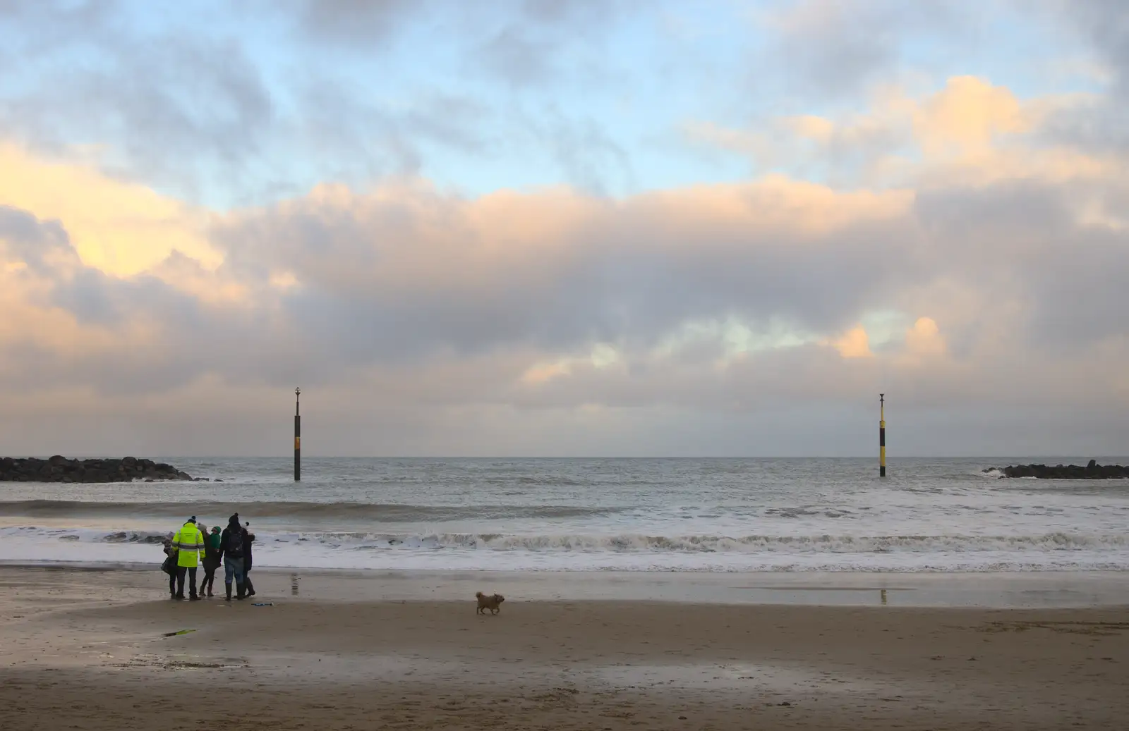 A group of people on the beach, from Horsey Seals and Sea Palling, Norfolk Coast - 2nd January 2017