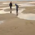 The boys mess around in a mini river on the beach, Horsey Seals and Sea Palling, Norfolk Coast - 2nd January 2017