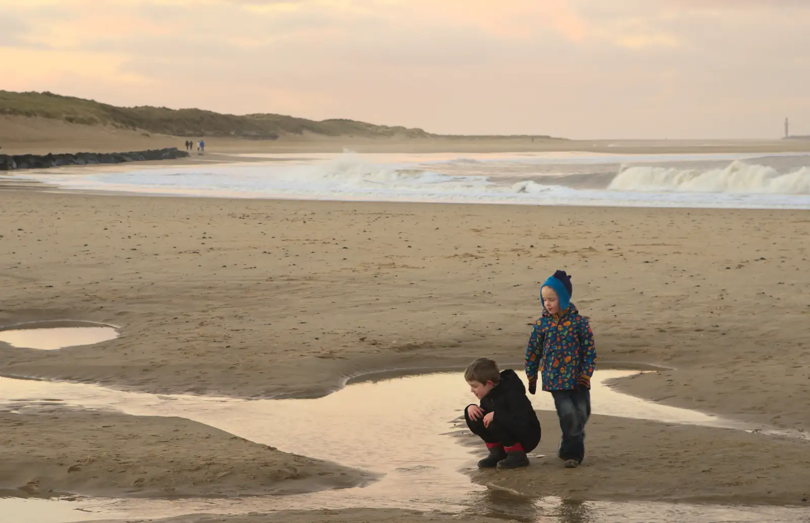 Fred looks into the stream, from Horsey Seals and Sea Palling, Norfolk Coast - 2nd January 2017