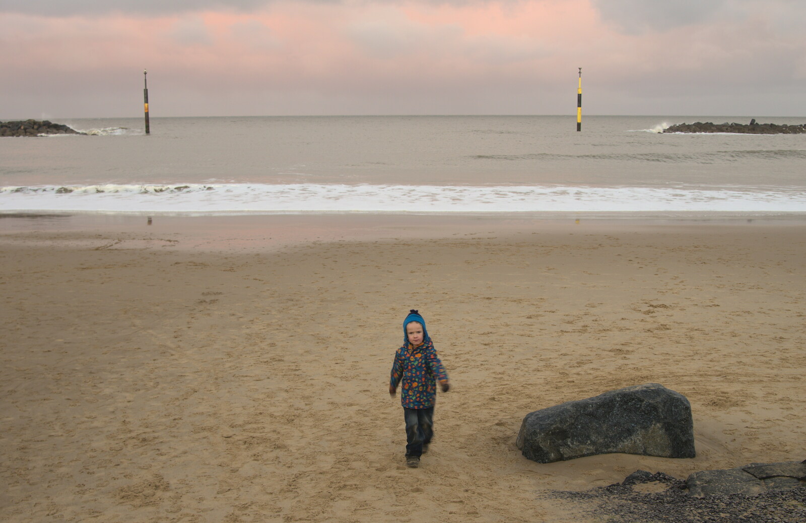 Harry on the beach from Horsey Seals and Sea Palling, Norfolk Coast - 2nd January 2017