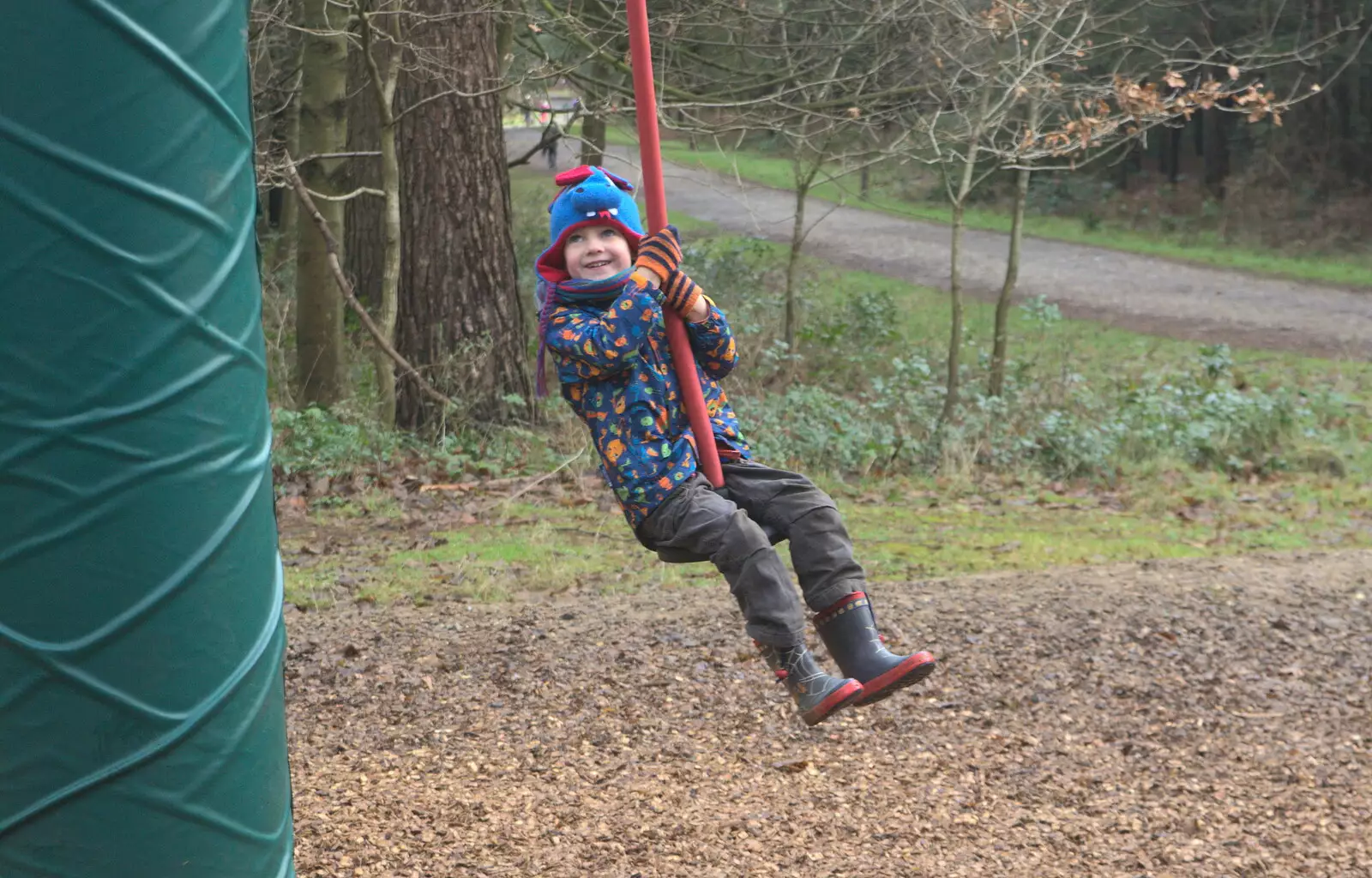 Harry swings around, from A Day at High Lodge, Brandon, Suffolk - 3rd January 2017