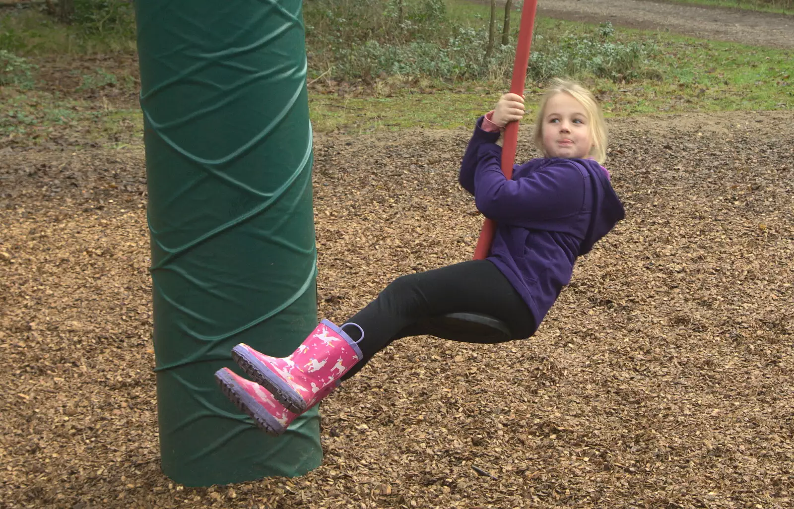 Alice has a swing too, from A Day at High Lodge, Brandon, Suffolk - 3rd January 2017