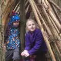 Harry and Alice in the den, A Day at High Lodge, Brandon, Suffolk - 3rd January 2017