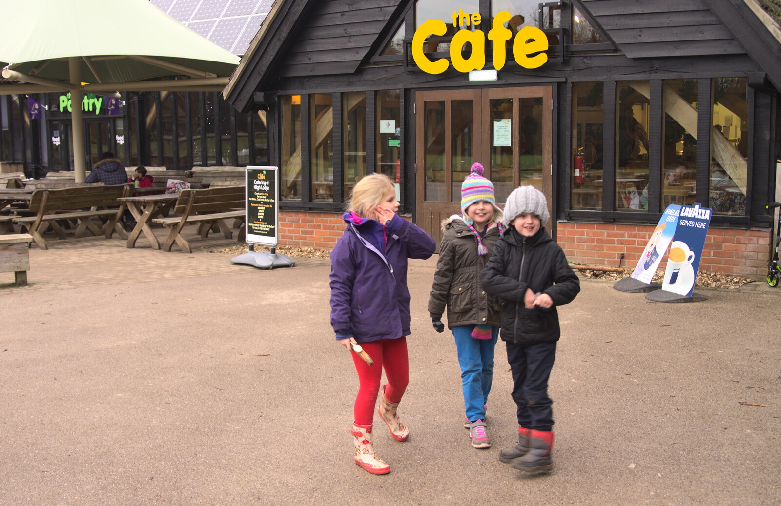 Outside the café from A Day at High Lodge, Brandon, Suffolk - 3rd January 2017
