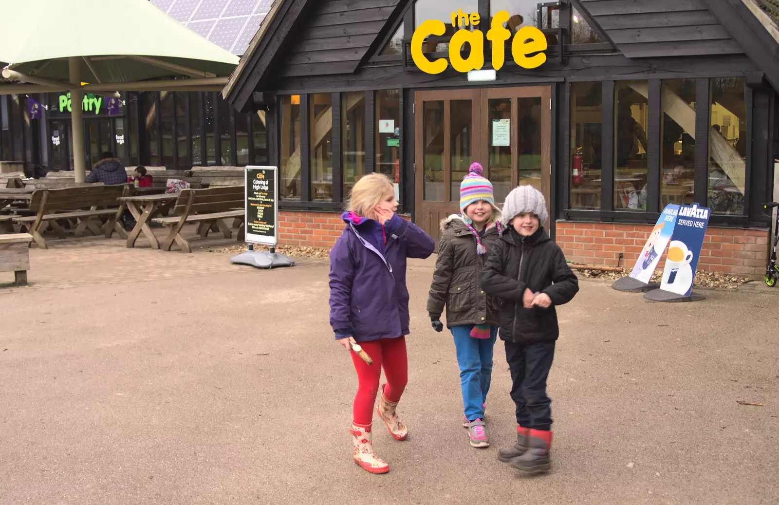 Outside the café, from A Day at High Lodge, Brandon, Suffolk - 3rd January 2017