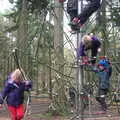 Climbing a big rope pyramid, A Day at High Lodge, Brandon, Suffolk - 3rd January 2017