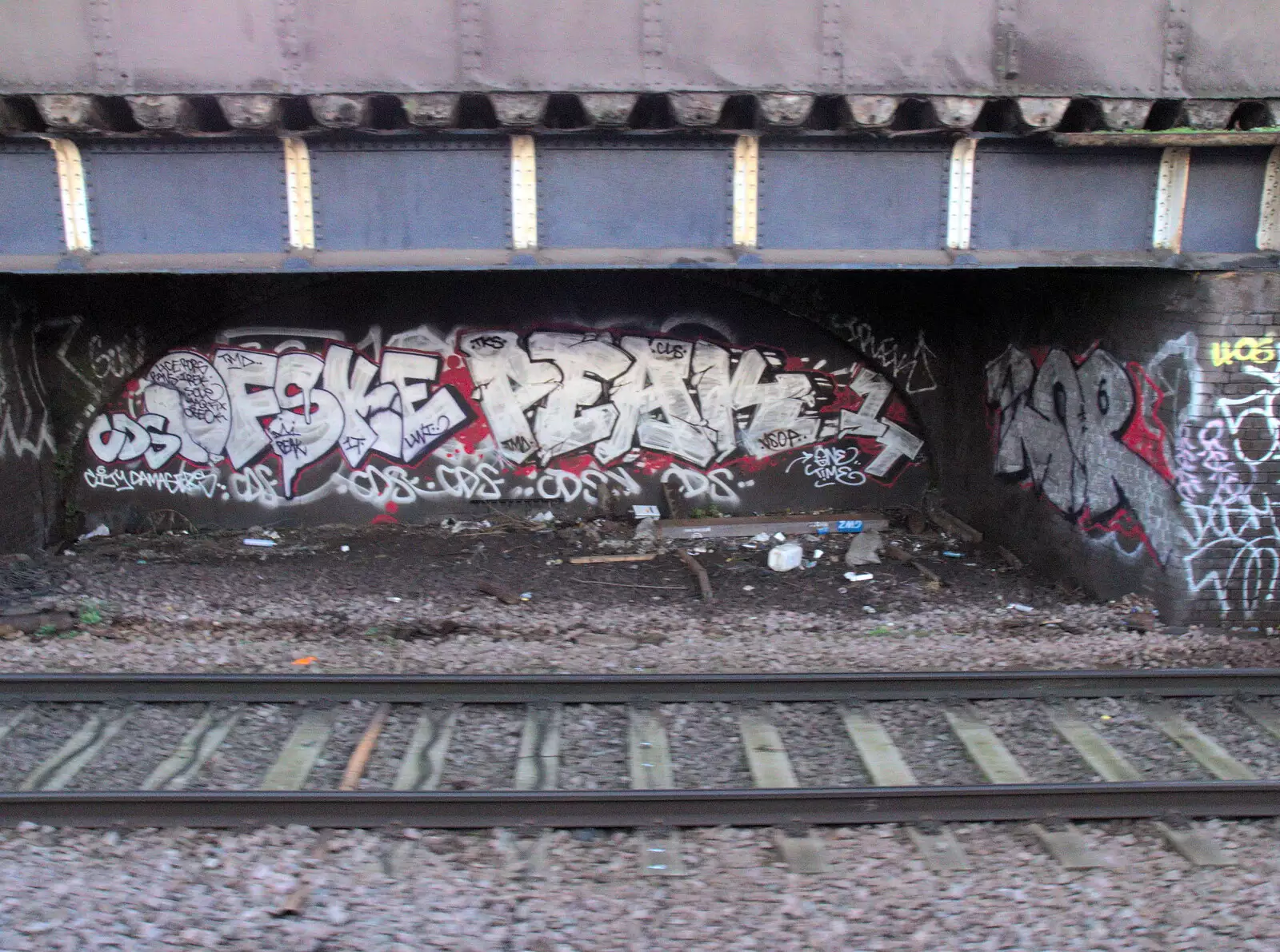 Railway graffiti near Brick Lane, from A Snowy January Miscellany, Eye, Suffolk - 15th January 2017