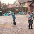 The boys mill around in the snow, A Snowy January Miscellany, Eye, Suffolk - 15th January 2017