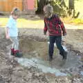 Harry and Fred are having fun breaking up the ice, A Snowy January Miscellany, Eye, Suffolk - 15th January 2017