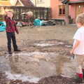 The boys by a frozen puddle, A Snowy January Miscellany, Eye, Suffolk - 15th January 2017