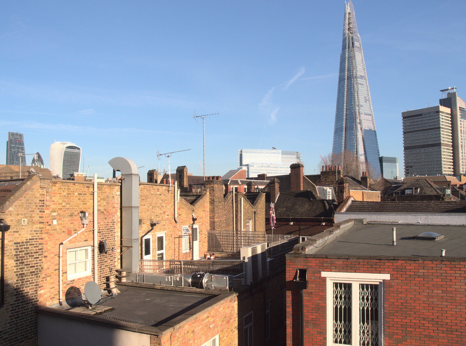 The shard over the houses of Union Street from SwiftKey's Last Days in Southwark and a Taxi Protest, London - 18th January 2017