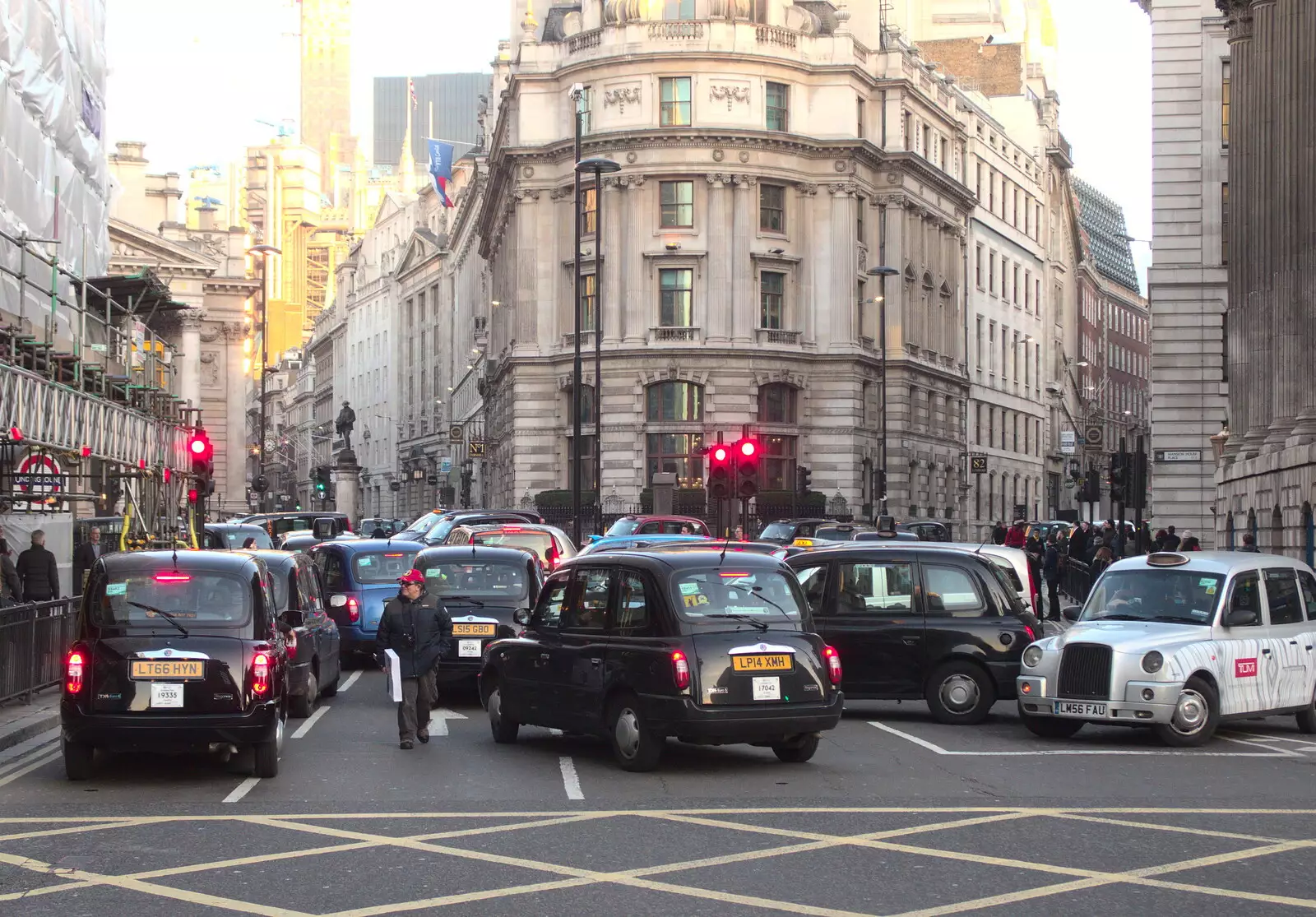 The taxis have blockaded Bank Junction, from SwiftKey's Last Days in Southwark and a Taxi Protest, London - 18th January 2017