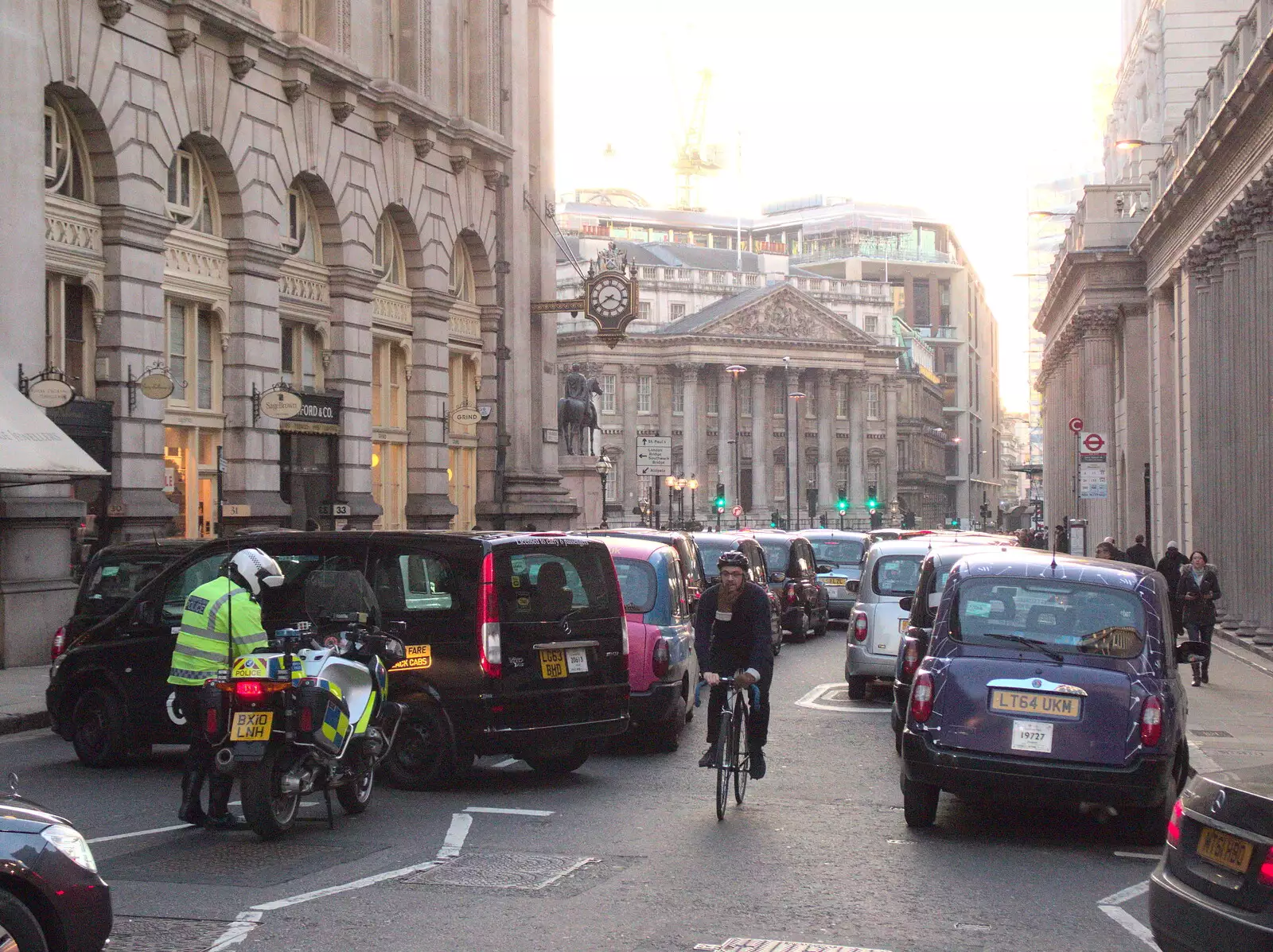 Looking back to Bank junction, from SwiftKey's Last Days in Southwark and a Taxi Protest, London - 18th January 2017