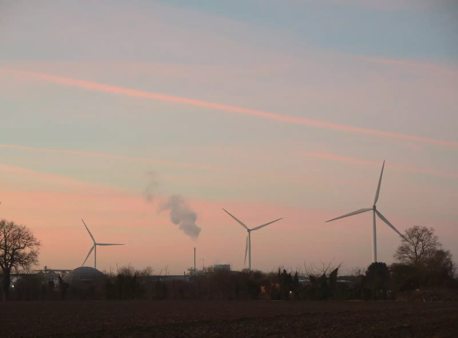 Wind turbines in the frosty dawn light, from SwiftKey's Last Days in Southwark and a Taxi Protest, London - 18th January 2017