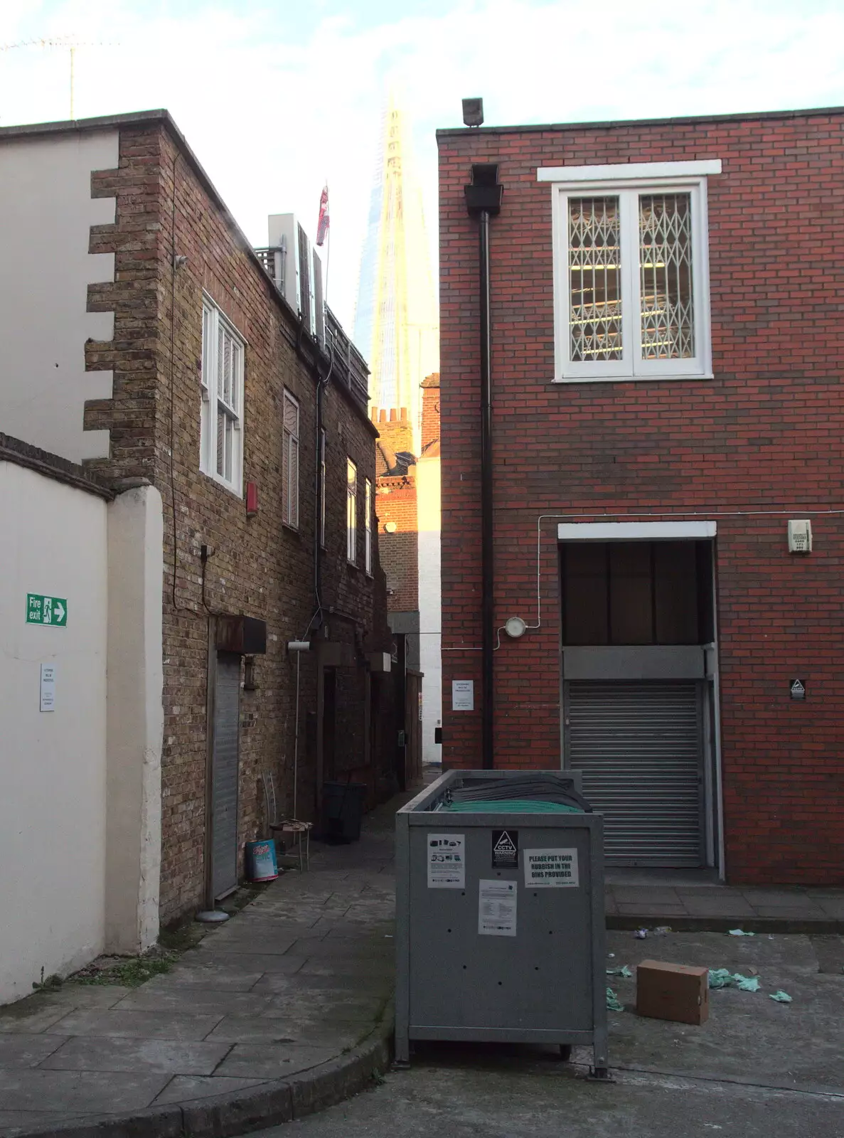 The Shard seen down an alley, from SwiftKey's Last Days in Southwark and a Taxi Protest, London - 18th January 2017