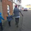 Fred, Harry and Isobel wander in to Lavenham, A Day in Lavenham, Suffolk - 22nd January 2017