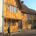 Fred walks past the very orange Little Hall, A Day in Lavenham, Suffolk - 22nd January 2017