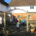 The gang roam around in the Guildhall gardens, A Day in Lavenham, Suffolk - 22nd January 2017