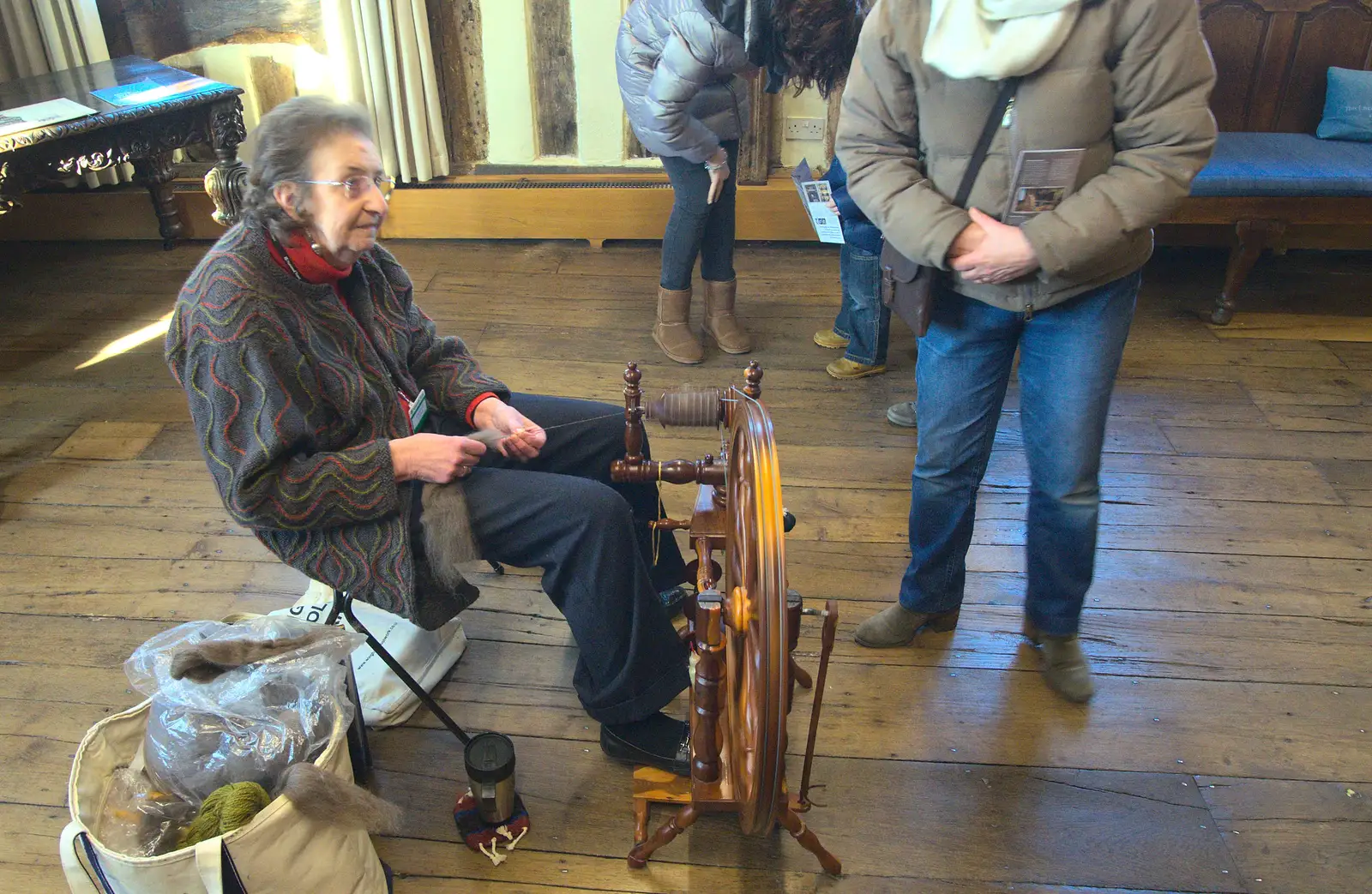 There's a spinning demonstration occuring, from A Day in Lavenham, Suffolk - 22nd January 2017