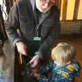 Harry gets a demonstration of thumb screws, A Day in Lavenham, Suffolk - 22nd January 2017