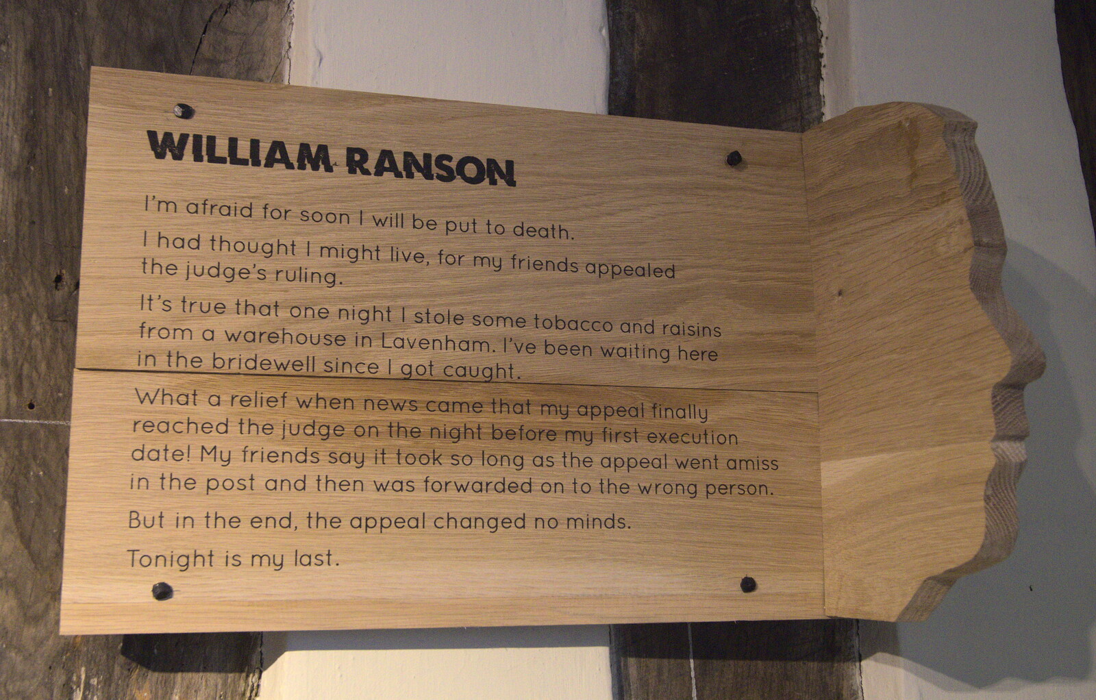 A last message from a William Ranson from A Day in Lavenham, Suffolk - 22nd January 2017