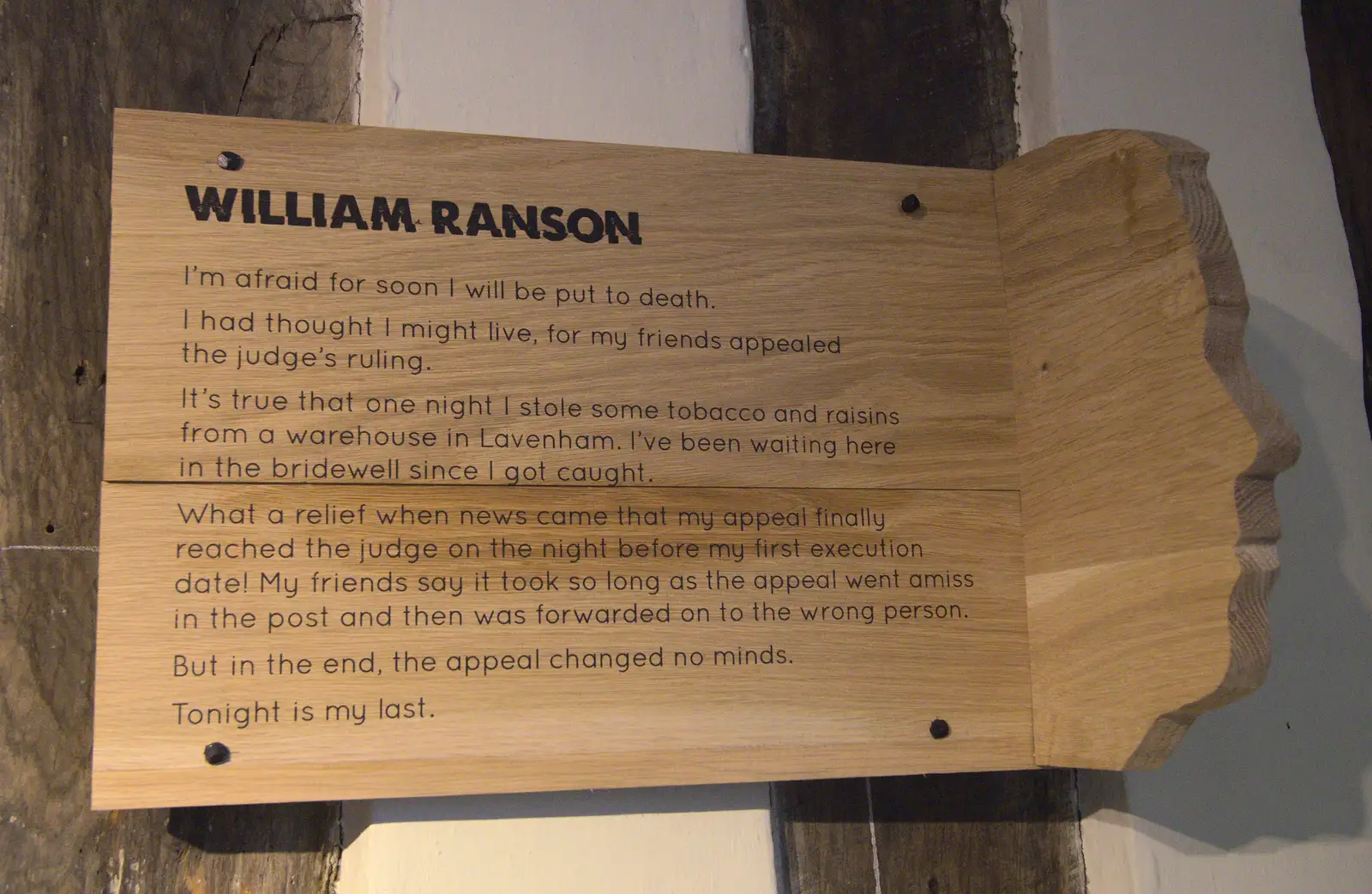 A last message from a William Ranson, from A Day in Lavenham, Suffolk - 22nd January 2017