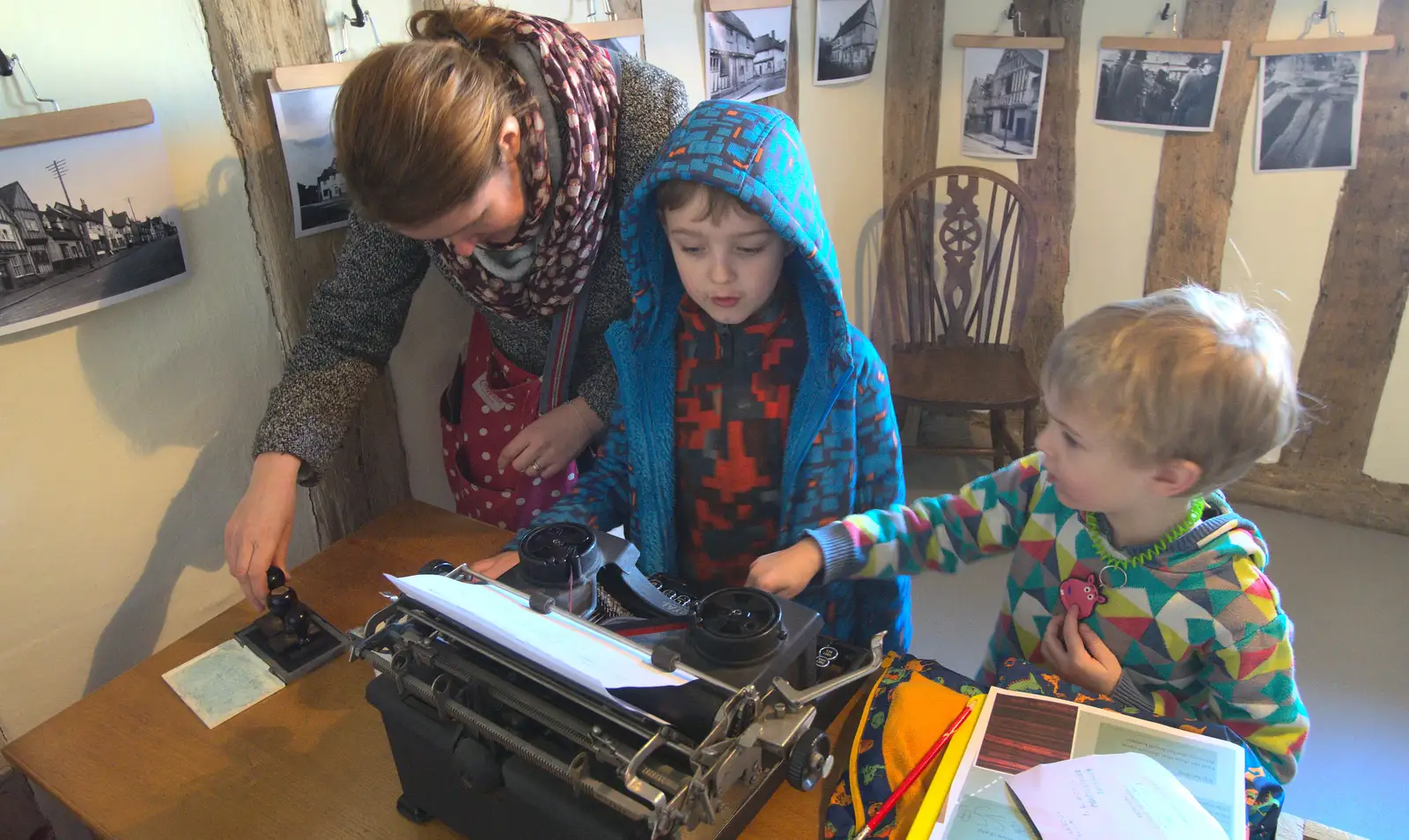 Fred and Harry do a spot of typing, from A Day in Lavenham, Suffolk - 22nd January 2017