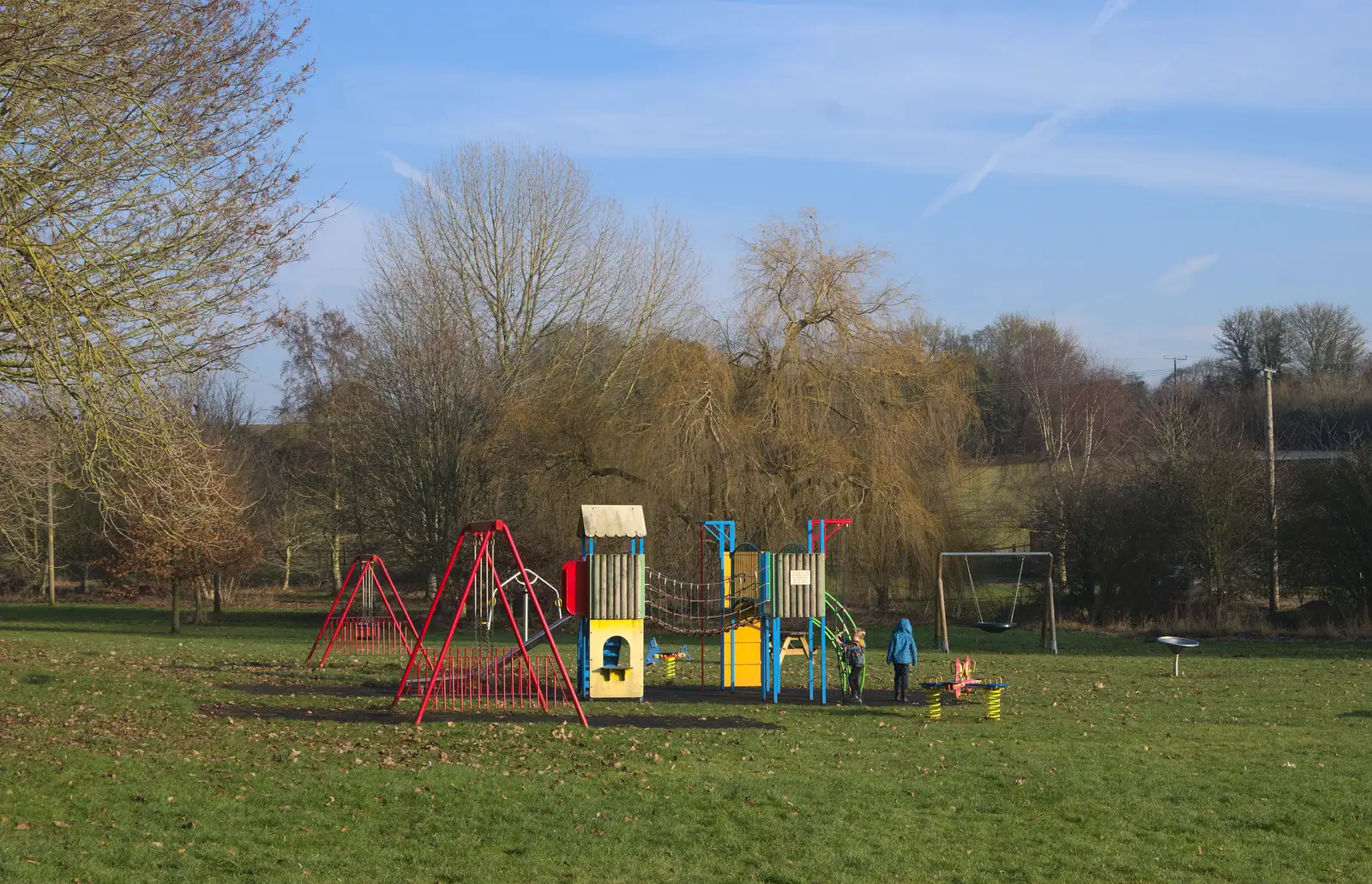 The boys find a playground, from A Day in Lavenham, Suffolk - 22nd January 2017