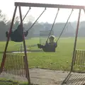 Fred and Harry have a swing in the park, A Day in Lavenham, Suffolk - 22nd January 2017