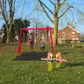 Isobel and Fred on the swings, A Day in Lavenham, Suffolk - 22nd January 2017