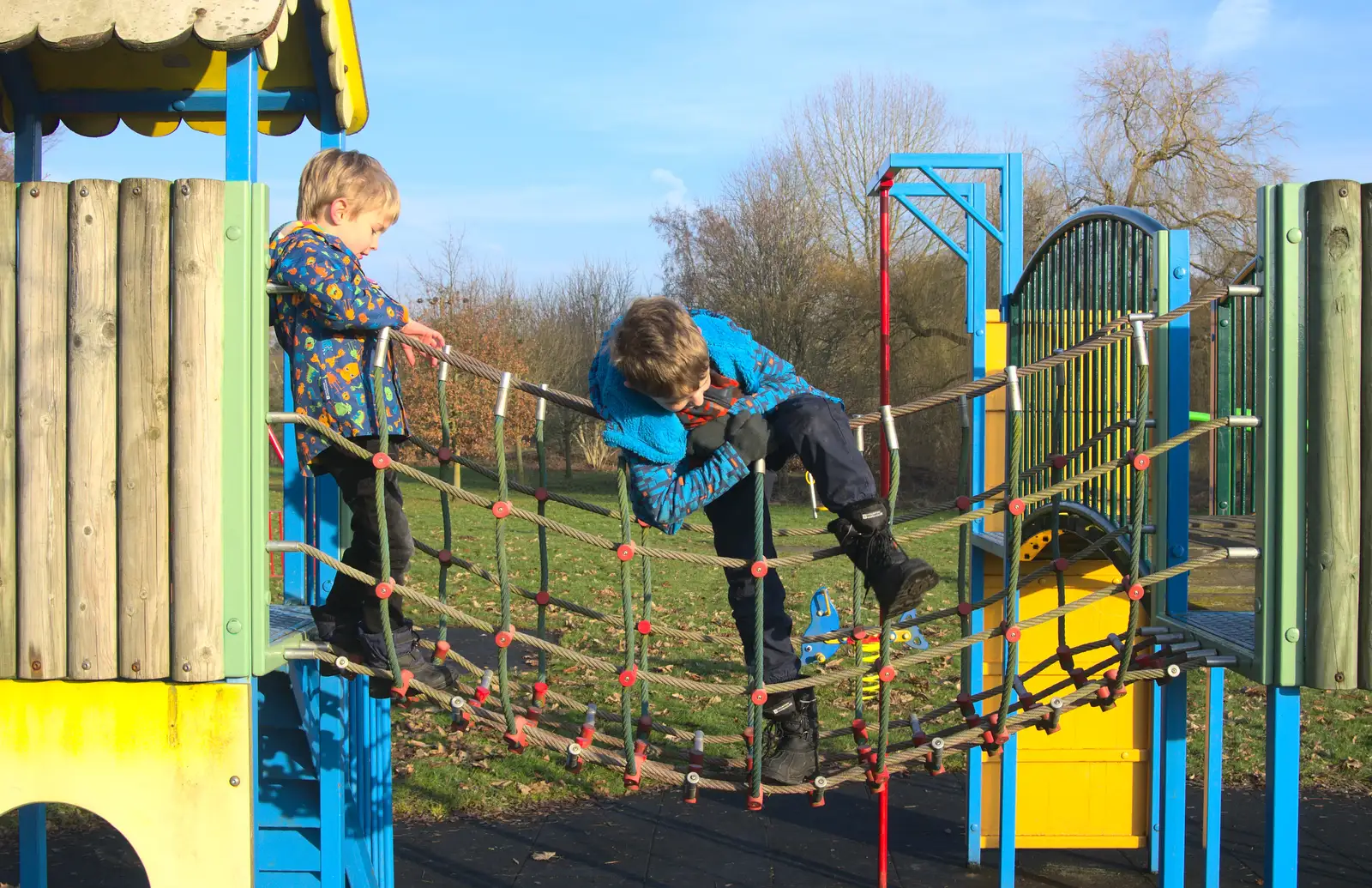 Fred does some climbing, from A Day in Lavenham, Suffolk - 22nd January 2017