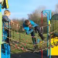 Fred does some climbing, A Day in Lavenham, Suffolk - 22nd January 2017