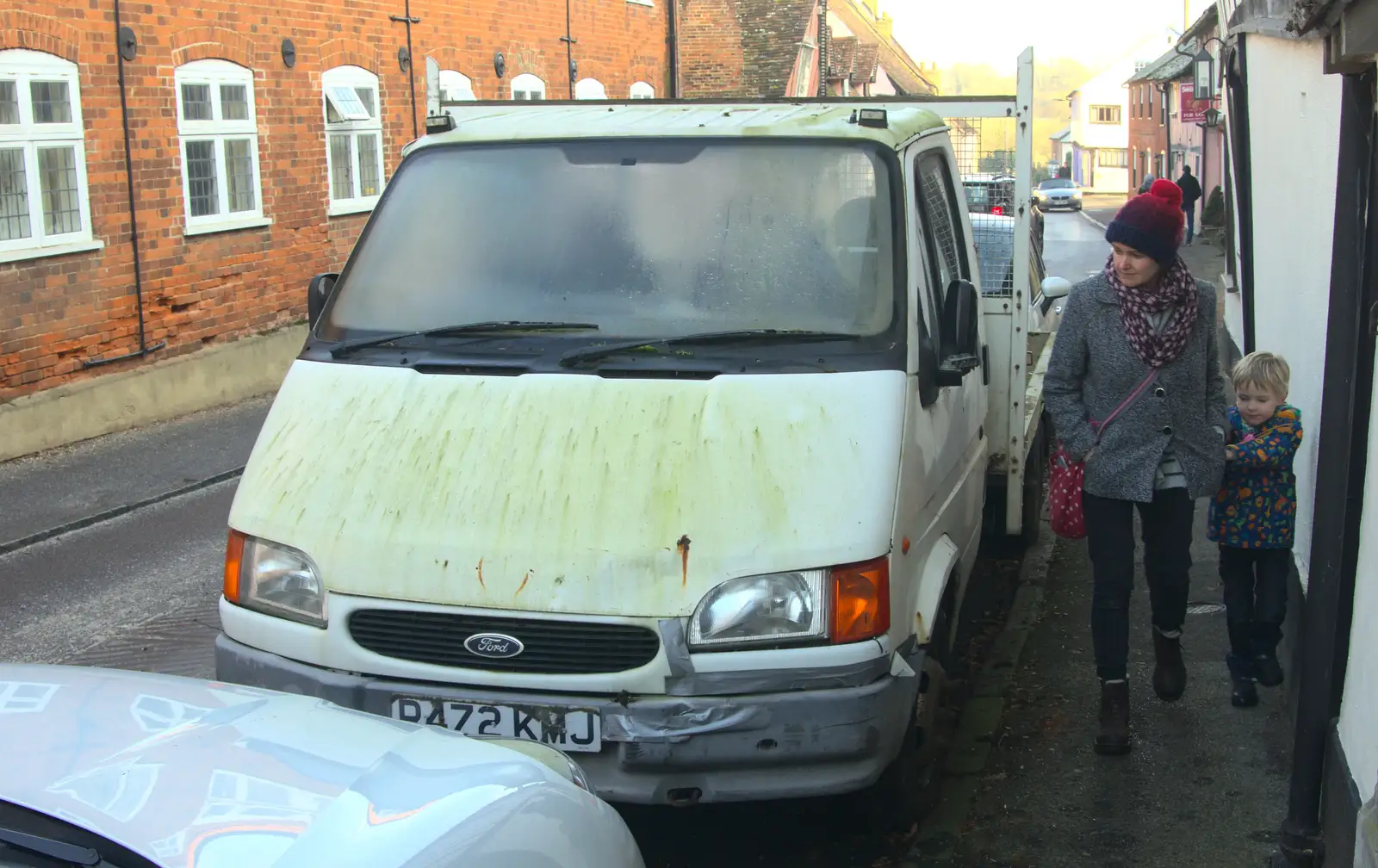 A derelict-looking van covered in green, from A Day in Lavenham, Suffolk - 22nd January 2017