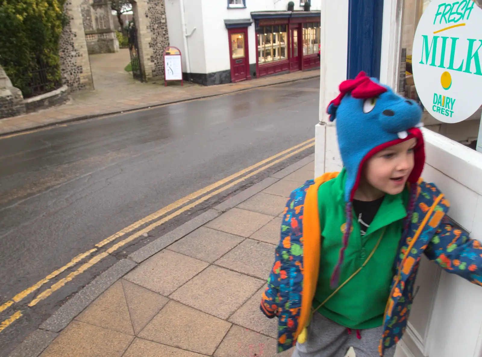 Harry closes the door of Browne's in Diss, from Grandad's Fire and SwiftKey Moves Offices, Eye and Paddington - 23rd January 2017