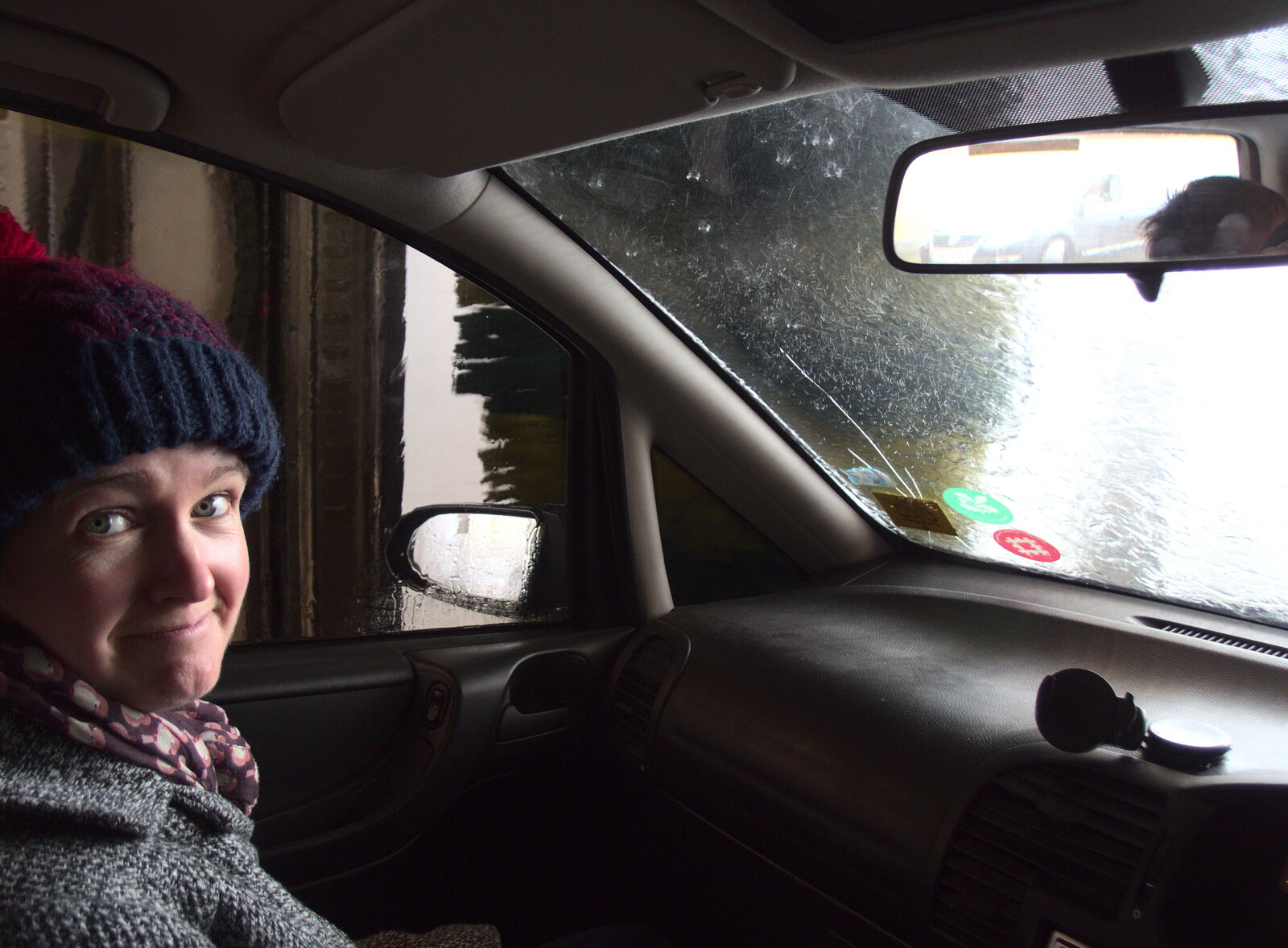 Isobel in the car wash at Morrisons from Grandad's Fire and SwiftKey Moves Offices, Eye and Paddington - 23rd January 2017